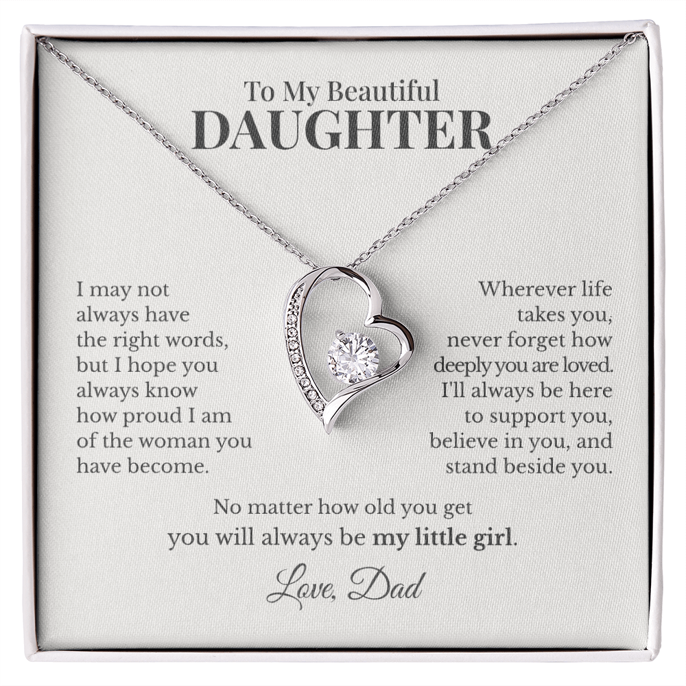 To My Daughter – You'll Always Be My Little Girl Forever Love Necklace from Dad