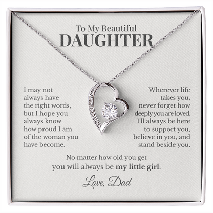 To My Daughter – You'll Always Be My Little Girl Forever Love Necklace from Dad
