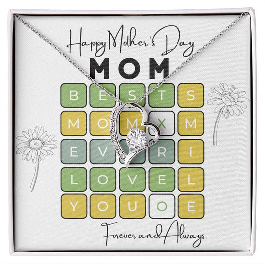 Gift For Mom - Mother's Day-Best Mom Word Find PUZZLE- Heart Necklace