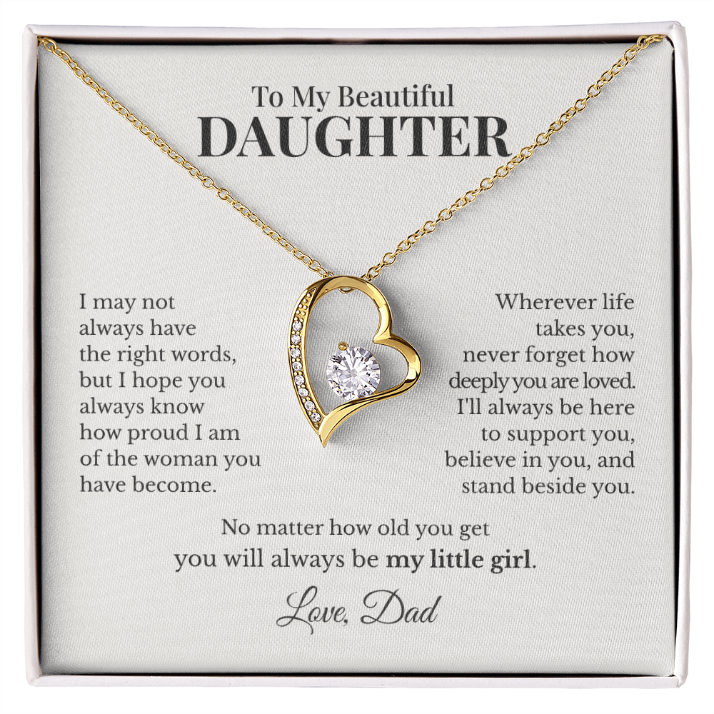 To My Daughter – You'll Always Be My Little Girl Forever Love Necklace from Dad