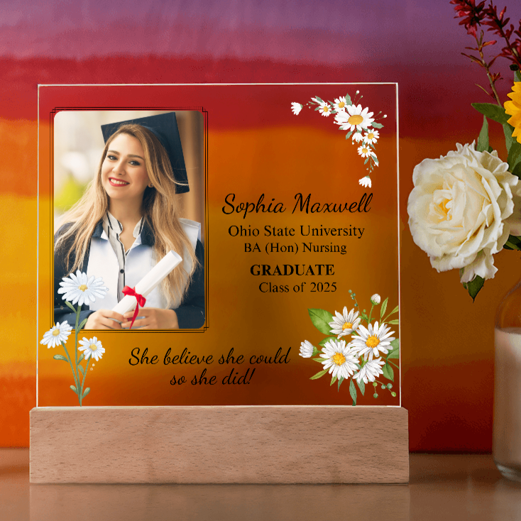 Personalized Graduation Gift For Her | Custom Photo Gift for Daughter | LED Acrylic Plaque