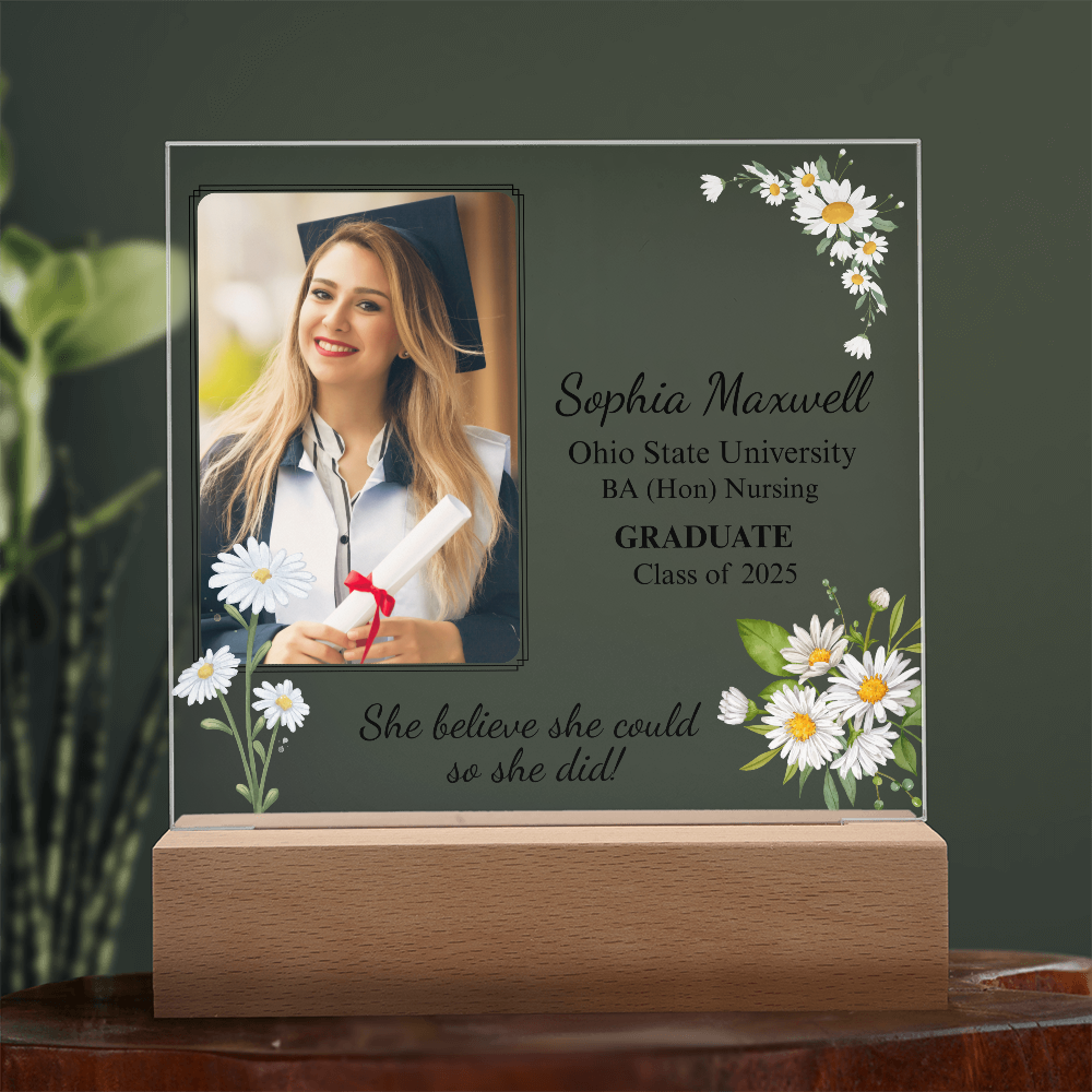 Personalized Graduation Gift For Her | Custom Photo Gift for Daughter | LED Acrylic Plaque