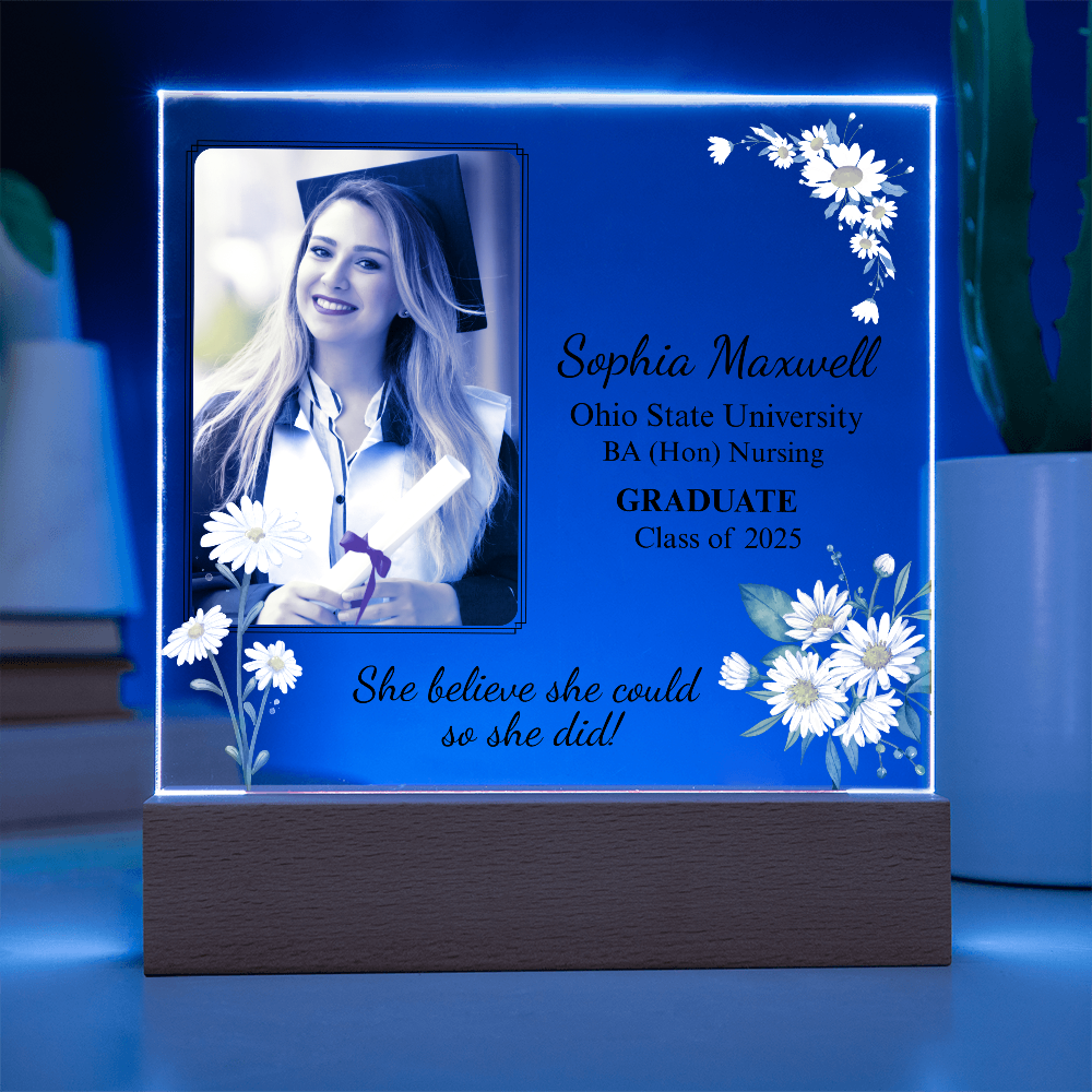 Personalized Graduation Gift For Her | Custom Photo Gift for Daughter | LED Acrylic Plaque
