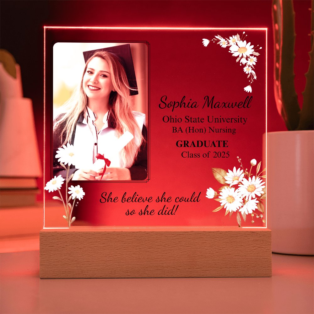 Personalized Graduation Gift For Her | Custom Photo Gift for Daughter | LED Acrylic Plaque
