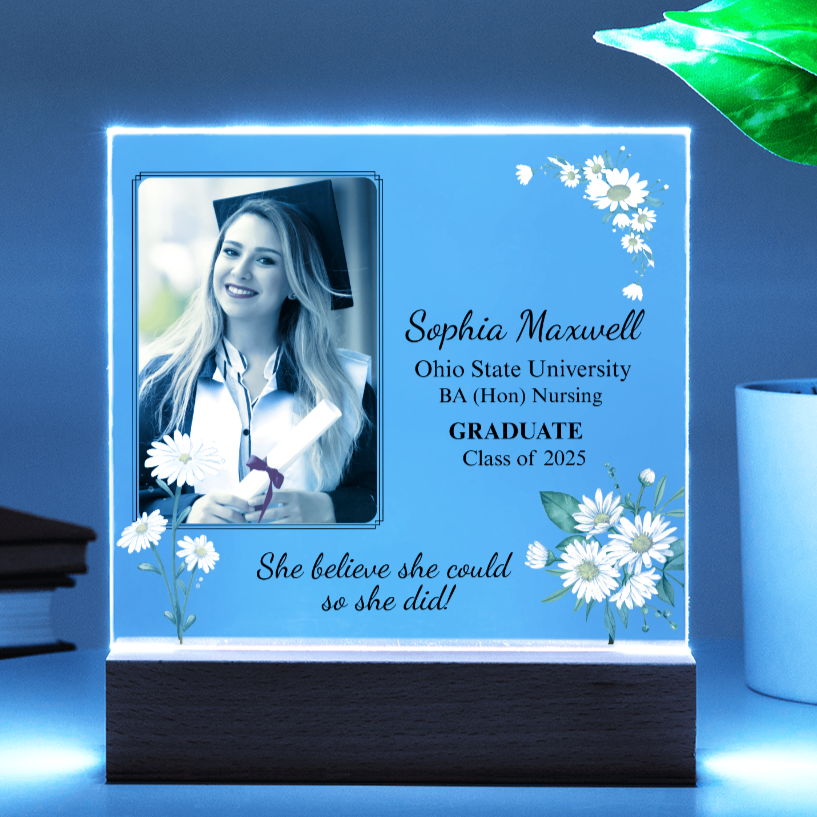 Personalized Graduation Gift For Her | Custom Photo Gift for Daughter | LED Acrylic Plaque