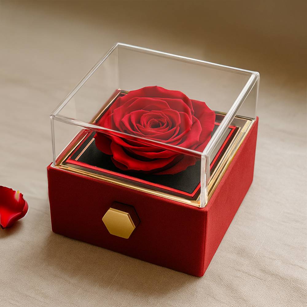 Beautiful Wife Love Knot Necklace With Eternal Rose Luxury Gift Box