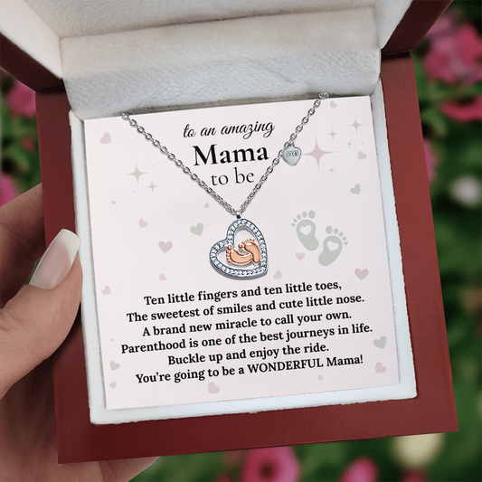 "Mama to be"| Sweetest of Smiles|  Baby Feet Heart-shaped Necklace Gift for Pregnant Mothers