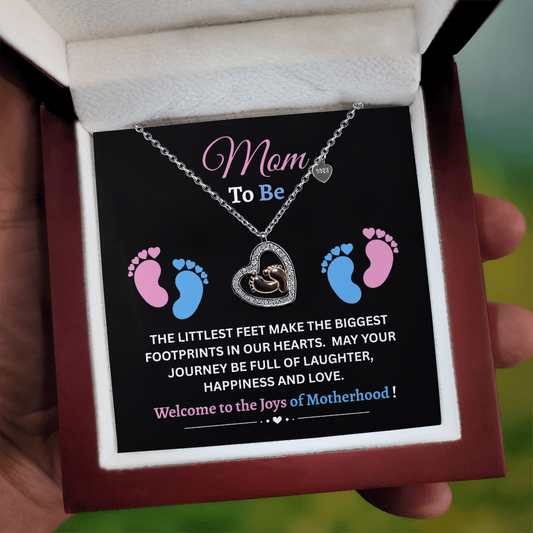 "Mom To Be"| Joys of Motherhood| Baby Feet Heart-shaped Necklace Gift for Pregnant Mothers