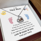 "New Mom" | Love, Kisses & Kicks|  Baby Feet Heart-shaped Necklace Gift for Pregnant Mothers