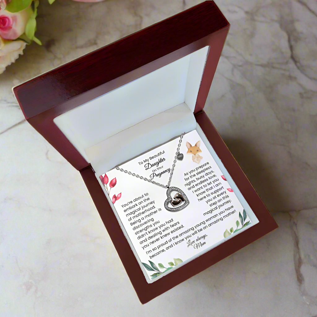 Beautiful Daughter | Motherhood| Baby Feet Heart-shaped Necklace Gift from Mom for Pregnant Mothers