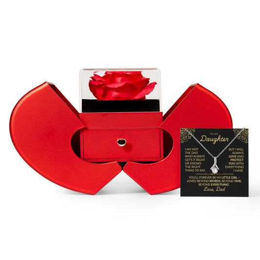 To My Daughter Necklace From Dad | Red Rose Gift Box