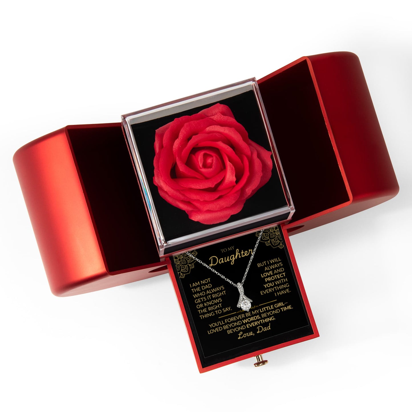 You'll Always Be My Little Girl – Alluring Beauty Necklace in Red Rose Box (From Dad to Daughter)