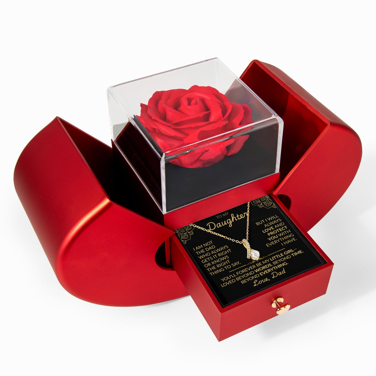 You'll Always Be My Little Girl – Alluring Beauty Necklace in Red Rose Box (From Dad to Daughter)