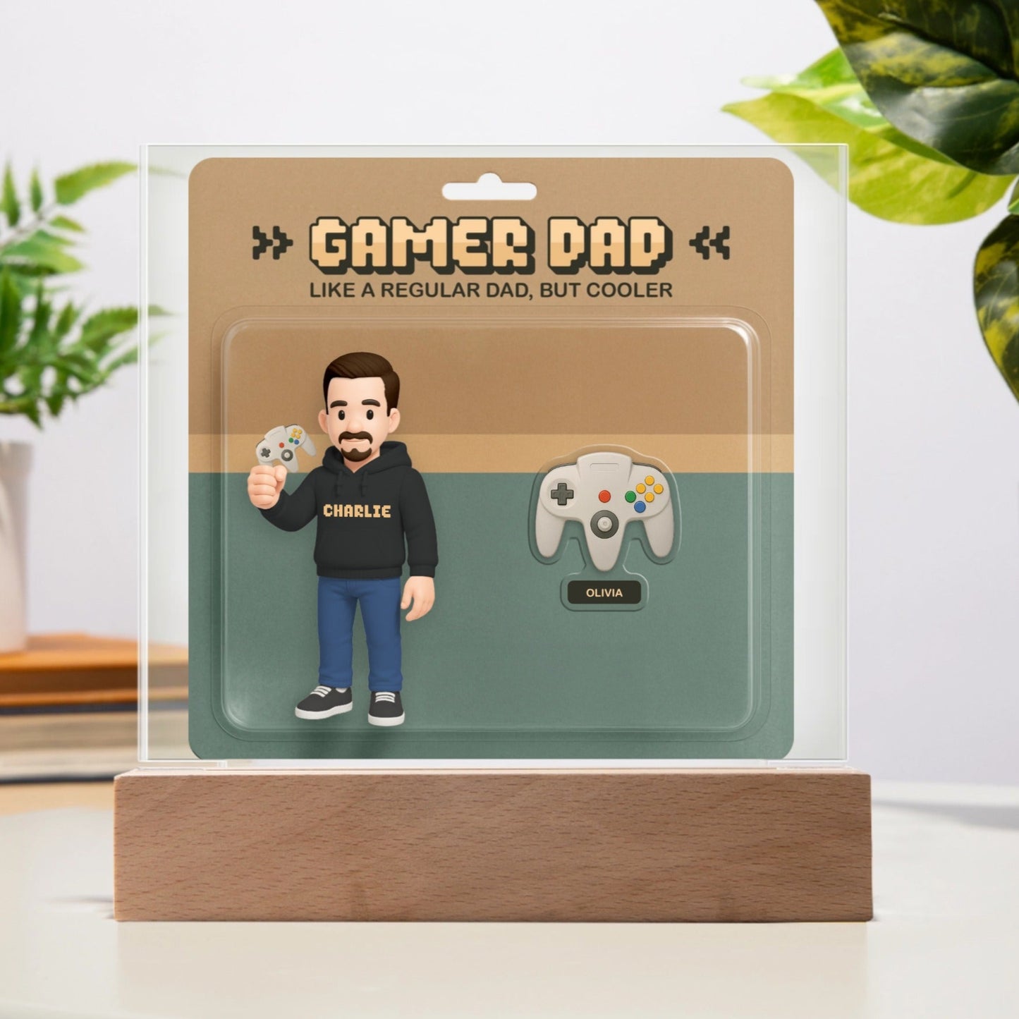 Custom Gamer Dad Acrylic Plaque – “Like a Regular Dad, But Cooler” – Personalized Gift from Kids, Father’s Day Gamer Gift