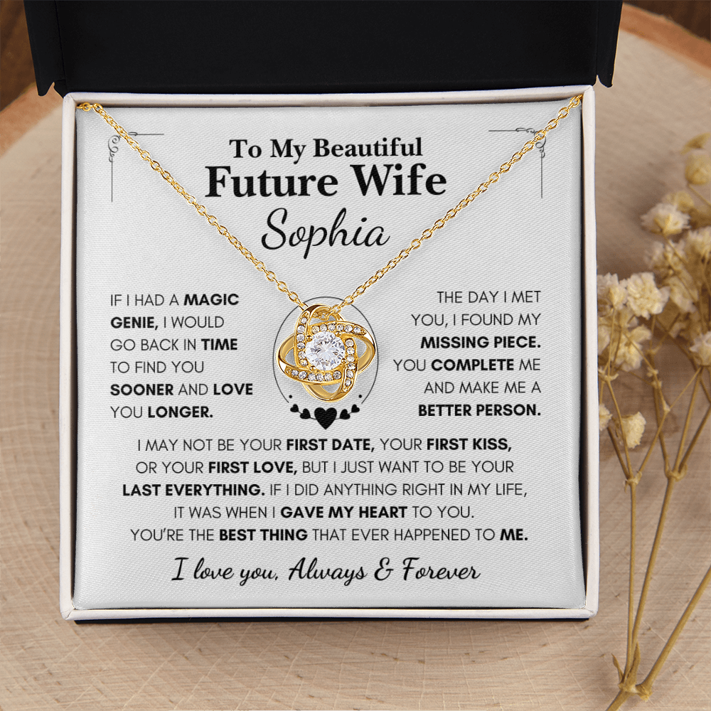 Personalized Future Wife Gift- Your Last Everything- Love Knot Necklace