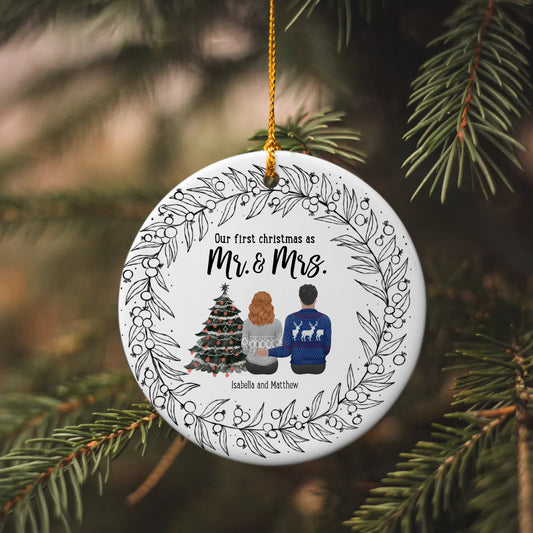 Our First Christmas-Mr. & Mrs. or Partners-Personalized Circle Ornament