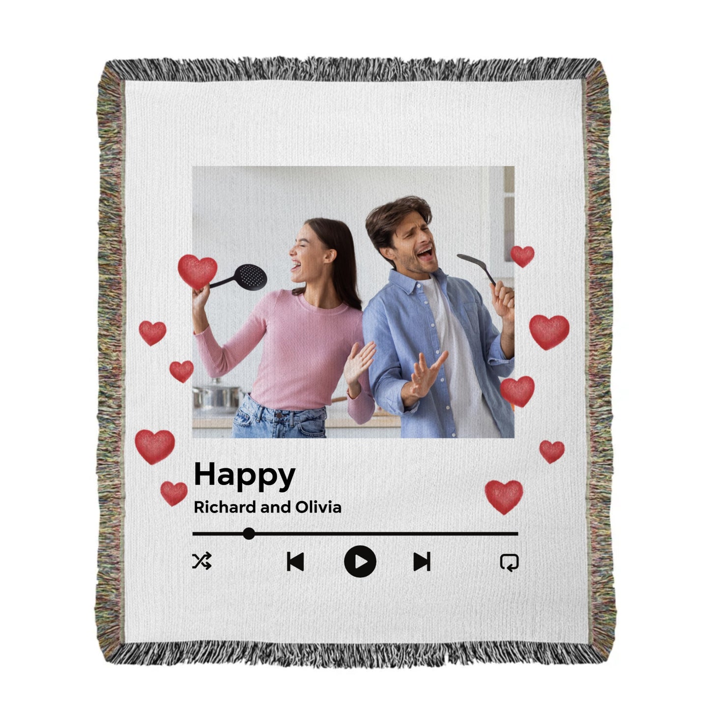 Love Story-Custom Photo- Favorite Song- Heirloom Woven Blanket