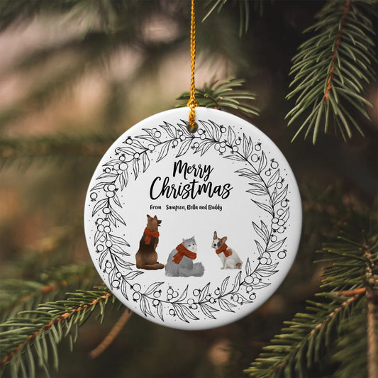 Merry Christmas from the Pets Personalized Circle Ornament