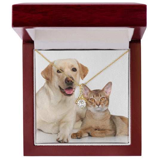 Pet Lovers-Custom Picture Photo Upload-Alluring Beauty Necklace-18k Yellow Gold Finish