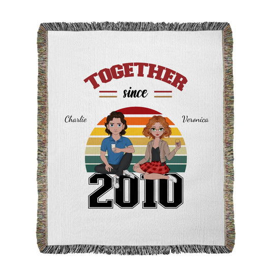 Couple's Personalized "Together Since" Heirloom Woven Blanket (Portrait)