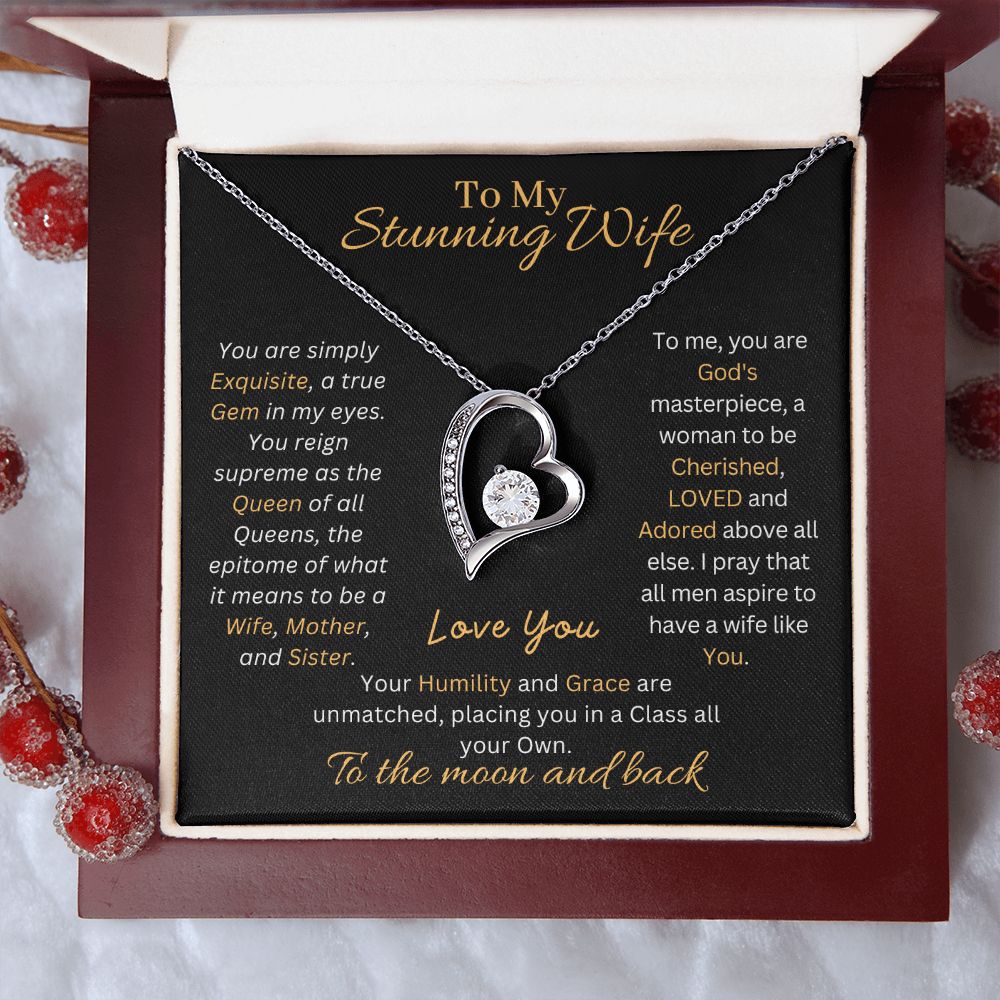 Gift For My Wife-A Woman To Be Cherished And Loved- Forever Love Heart Necklace