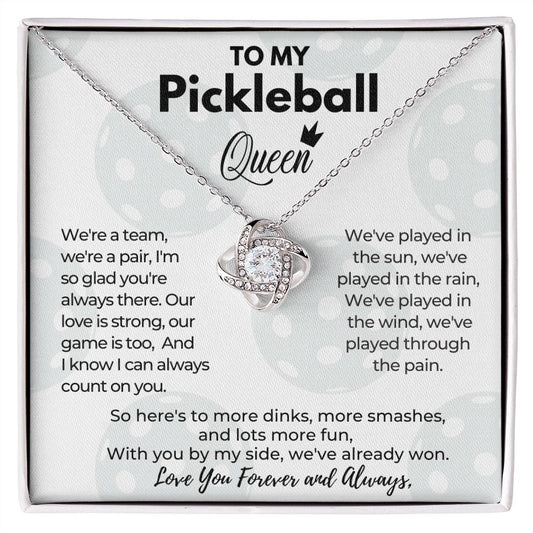 Gift For A Queen  "Wife" - "We're a Team, We're a Pair- Love Knot Necklace