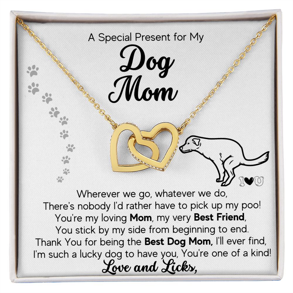 Gifts For Mom- Pick Up My Poo-Interlocking Hearts Necklace