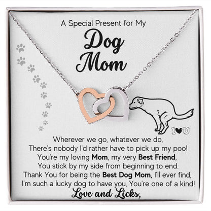 Gifts For Mom- Pick Up My Poo-Interlocking Hearts Necklace