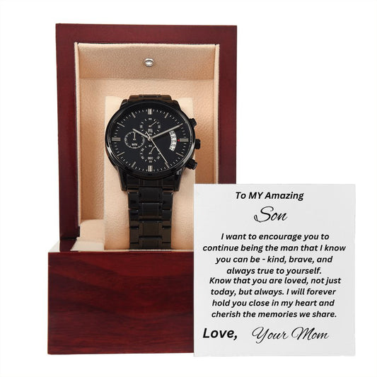 Gift For Son-Never Forget You Are Loved-Black Chronograph Watch