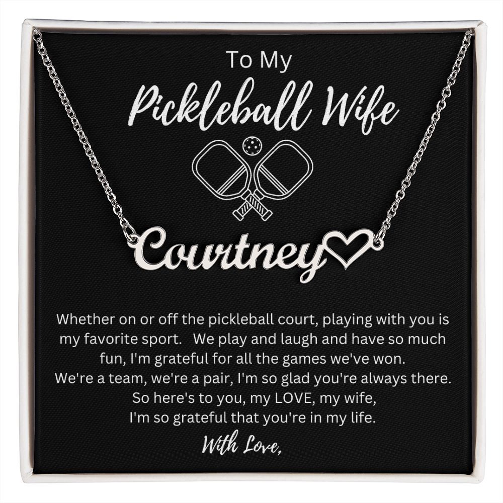 Gift For My Wife- Playing Pickleball With You- Personalized Name Necklace