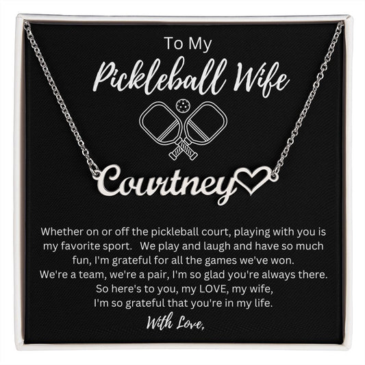 Gift For My Wife- Playing Pickleball With You- Personalized Name Necklace