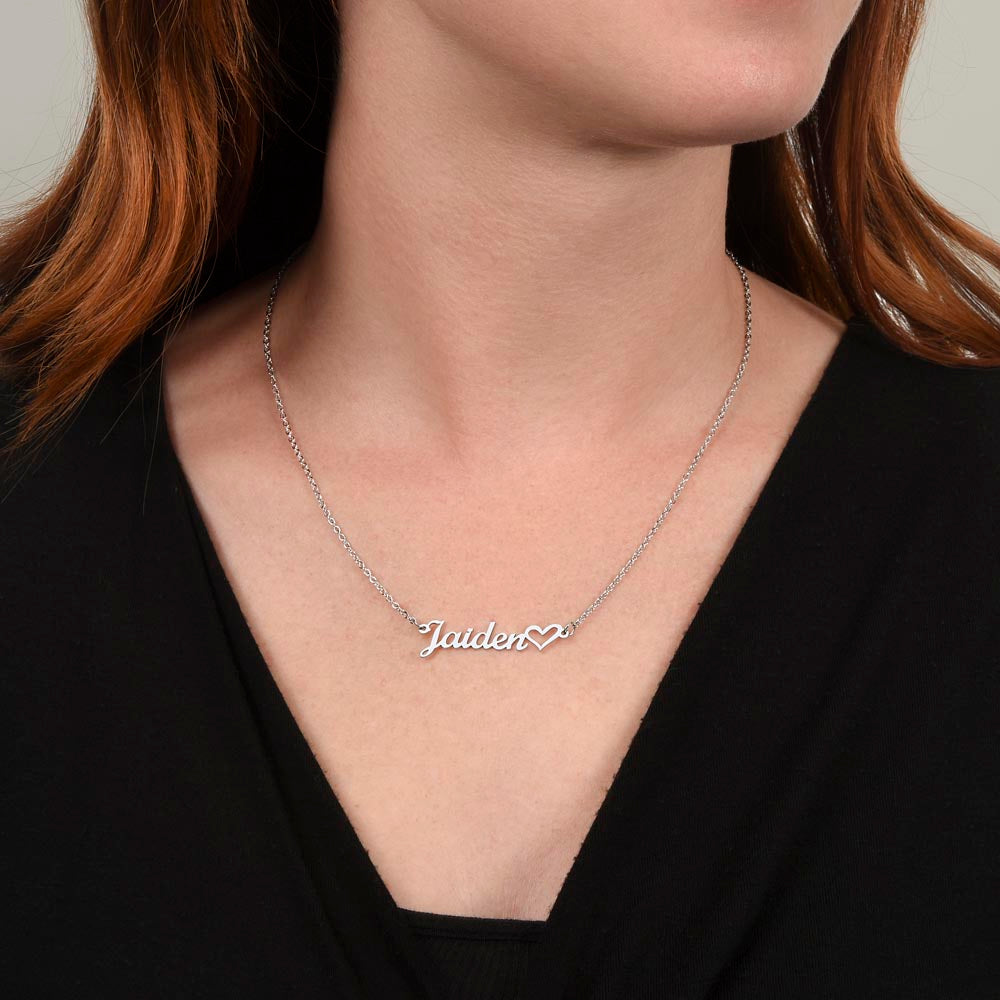 Gift For Mom- Best Dog Mom Ever- Heart Name Necklace