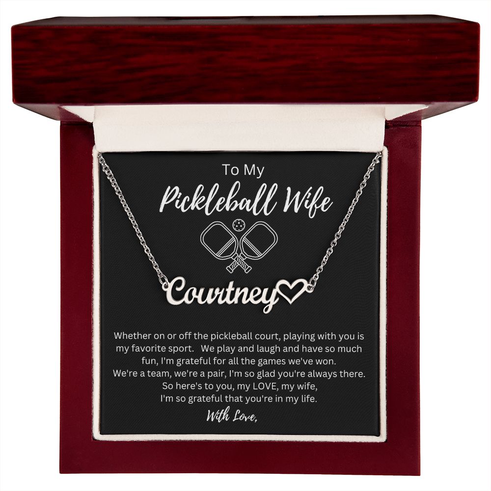 Gift For My Wife- Playing Pickleball With You- Personalized Name Necklace