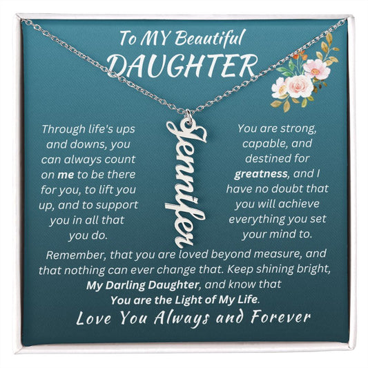Gift For Daughter - Loved Beyond Measure- Personalized Vertical Name Necklace