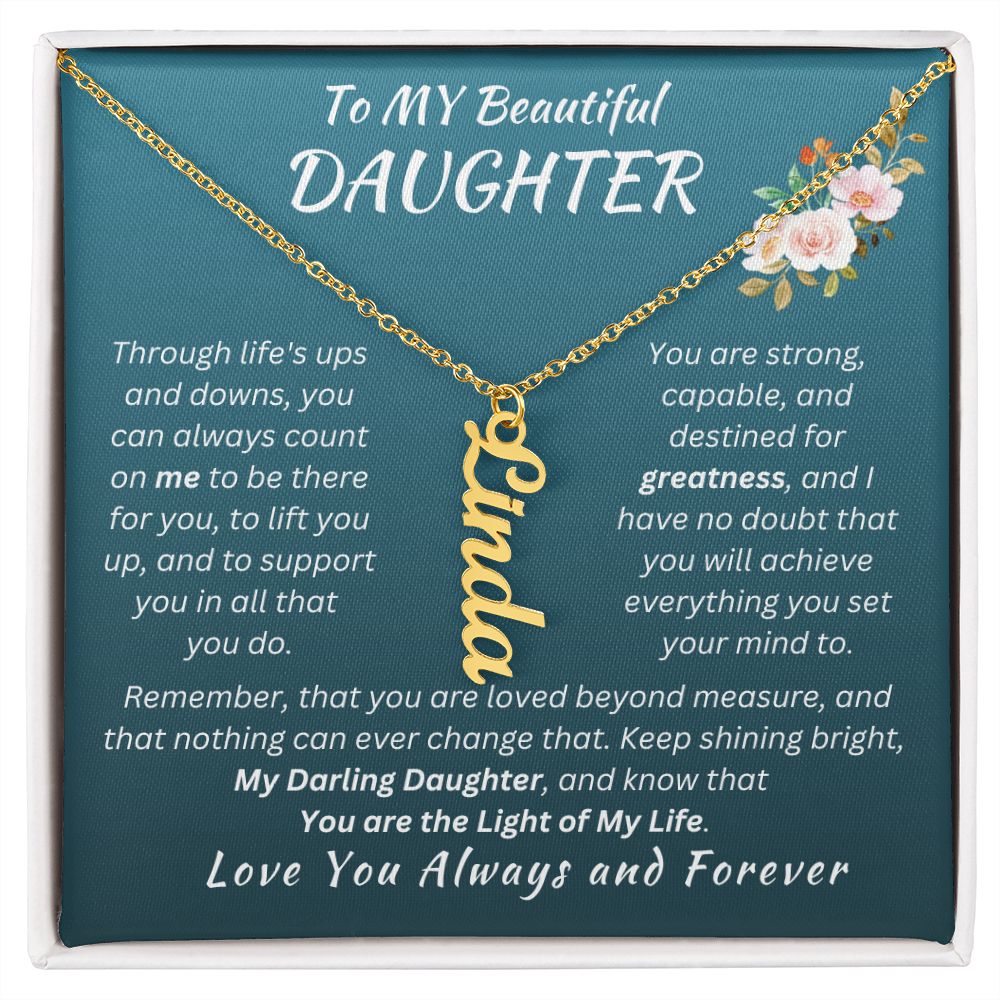 Gift For Daughter - Loved Beyond Measure- Personalized Vertical Name Necklace