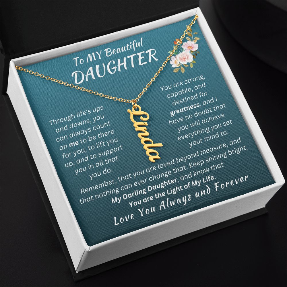 Gift For Daughter - Loved Beyond Measure- Personalized Vertical Name Necklace