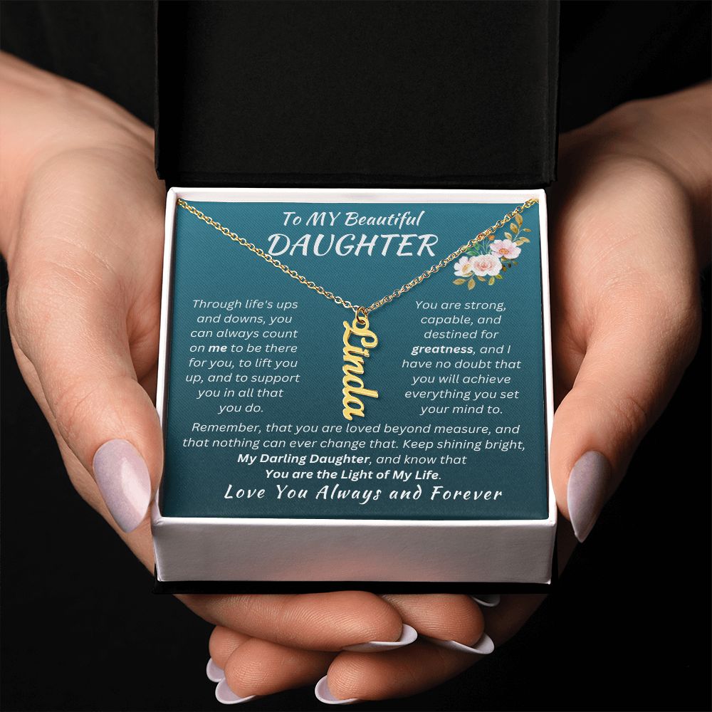 Gift For Daughter - Loved Beyond Measure- Personalized Vertical Name Necklace