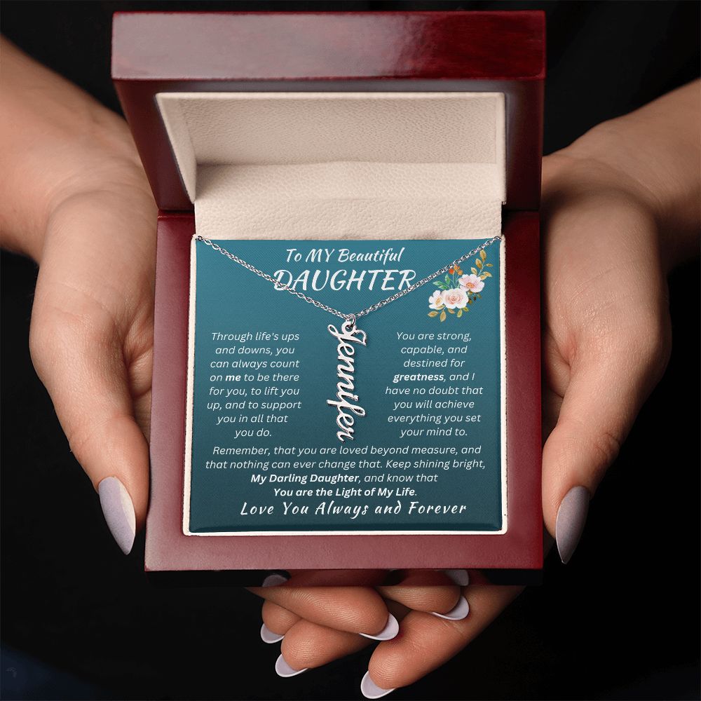 Gift For Daughter - Loved Beyond Measure- Personalized Vertical Name Necklace