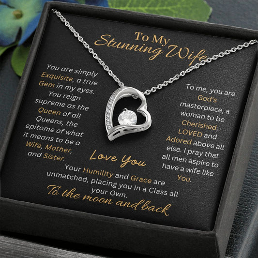 Gift For My Wife-A Woman To Be Cherished And Loved- Forever Love Heart Necklace